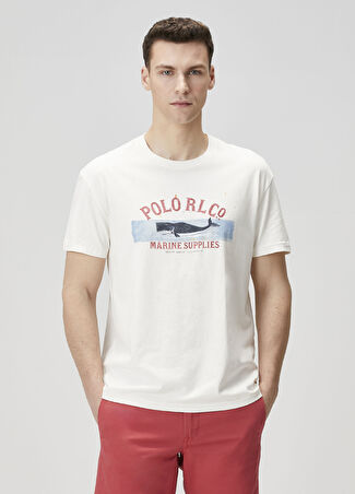 Polo Ralph Lauren Erkek Beyaz Logo Baskılı T-Shirt S