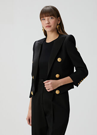 Balmain Kadın Siyah Yün Ceket 40 Fr -1