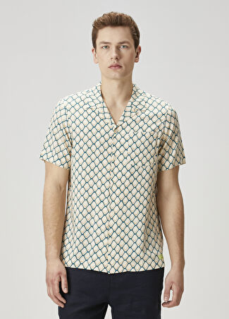 Scotch & Soda Erkek Regular Fit Geometrik Desenli Kısa Kollu Gömlek Beyaz Xxl -1