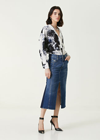 Mcqueen Kadın Mavi Midi Jean Etek 40 It