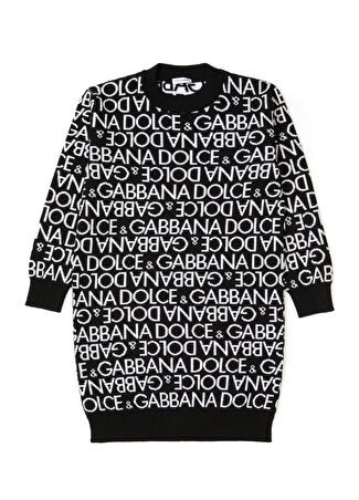 Dolce&gabbana Kız Çocuk Siyah Logolu Yün Elbise