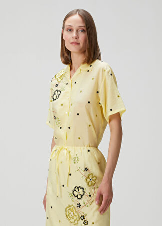 Kenzo Kadın Peonies Vanilya Kısa Kol Gömlek Bej 34 It