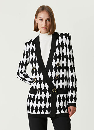Balmain Kadın Siyah Beyaz Hırka 36 Fr