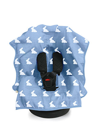 Deux Lapins Erkek Bebek Mono Lapin Royal Blue Müslin Puset & Oto Koltuk Örtüsü Mavi -1