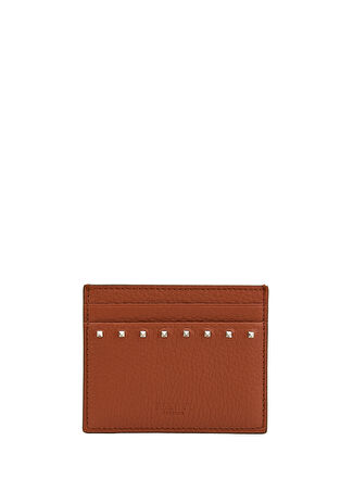 Valentino Garavani Erkek Rockstud Taba Deri Kartlık -1