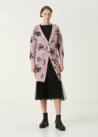 Red Valentino Kadın Pembe Desenli Yün Hırka Xs