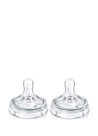 Philips Avent Bebek Natural 3 Delikli 2'li +3 Ay Biberon Emziği Şeffaf -1