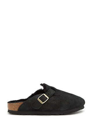 Birkenstock Kadın Boston Vl Shearling Deri Terlik Siyah 36