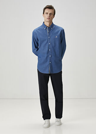 Beymen Club Erkek Regular Fit Lacivert Twill Dokulu Chino Pantolon 50 -1