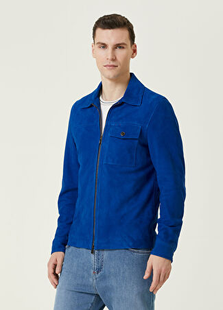 Isaia Erkek Saks Süet Mont Mavi 50 It