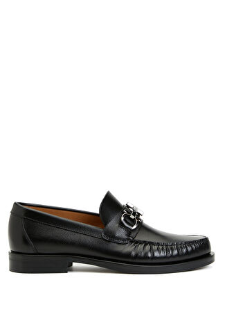 Ferragamo Erkek Siyah Deri Loafer 11 Uk -1