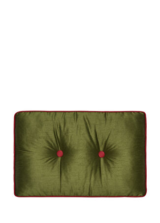 Alpaq Studio Düğme Ve Fitil Detaylı Yeşil İpek Şantuk Yastık 40x60 Cm -1