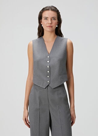 Beymen Collection Collection Kadın Gri Yün Yelek 34