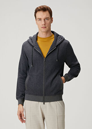Pal Zileri Erkek Lacivert Kapüşonlu Jakarlı Sweatshirt 50 It