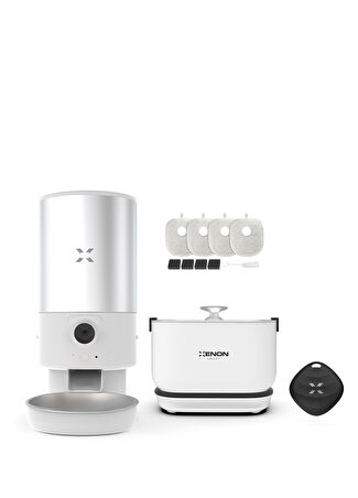 Xenon Smart Akıllı Çelik Mama Kabı Tag Bataryalı Su Pınarı Ve Filtre Seti Beyaz -1
