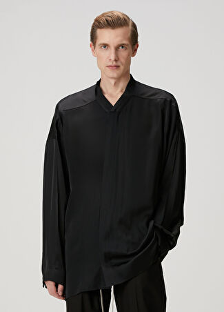 Rick Owens Erkek Siyah Dış Gömlek 48 It