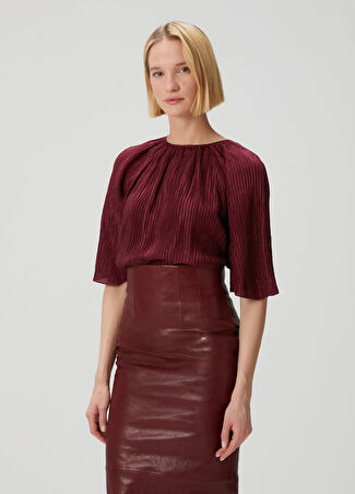 Gabriela Hearst Kadın Nula Bordo İpek Bluz 42 It