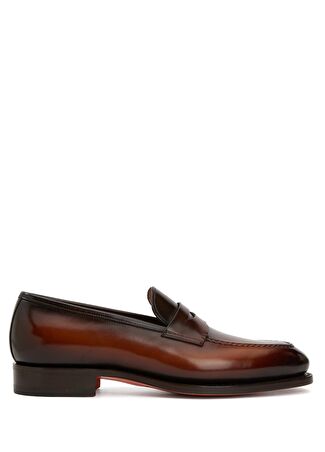 Santoni Erkek Adrian Koyu Kahverengi Bantlı Deri Loafer 8 Uk -1