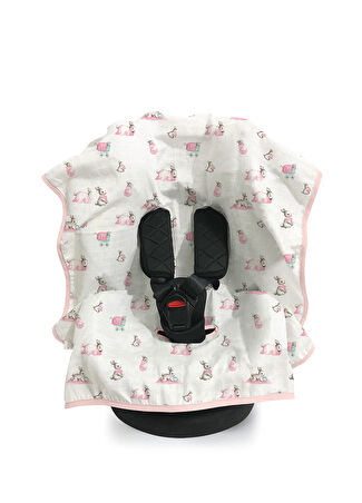 Deux Lapins Kız Bebek Bébé Lapin Rose Müslin Puset & Oto Koltuk Örtüsü Pembe -1