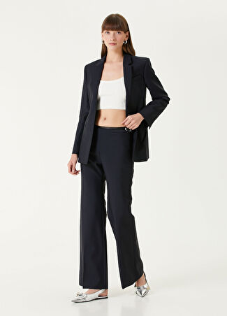 Givenchy Kadın Voyou Lacivert Kemerli Yün Pantolon 38 It