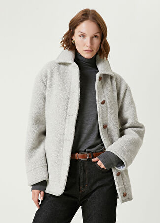Beymen Collection Collection Kadın Gri Shearling Yün Kaban 38