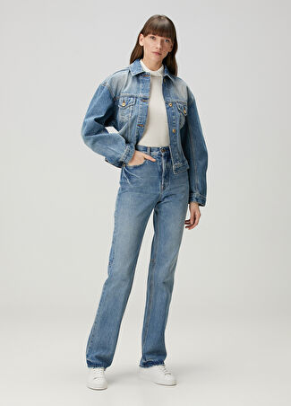 Jacquemus Kadın Droit Straight Leg Mavi Jean Pantolon 28 Us -1