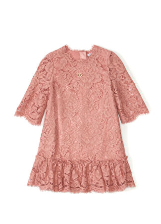 Dolce&gabbana Kız Çocuk Pembe Dantelli Elbise 4 Yaş