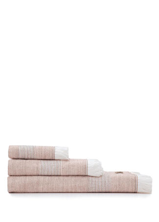 Ecocotton Hasna Terra Pamuklu Keten Melanj 3 Lü Havlu Seti Turuncu -1