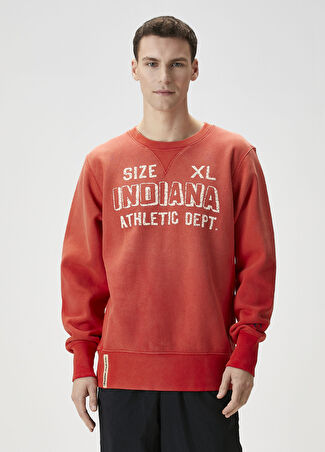 Champion Erkek Kırmızı Baskı Detaylı Sweatshirt S