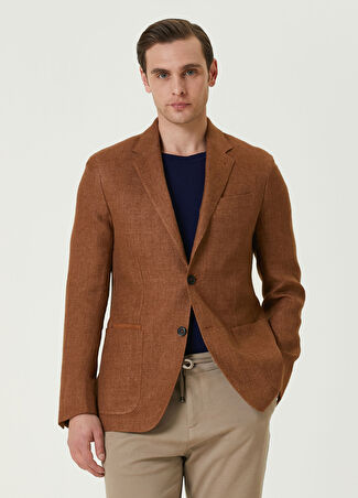 Zegna Erkek Kahverengi Keten Ceket Siyah 54 It