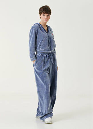 T By Alexander Wang Kadın Mavi Wide Leg Kadife Eşofman Altı Lacivert M