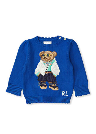 Polo Ralph Lauren Kız Bebek Mavi Ayıcık Nakışlı Kazak 18 Ay