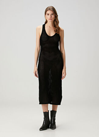 Zadig&voltaire Kadın Siyah Midi File Elbise Xs