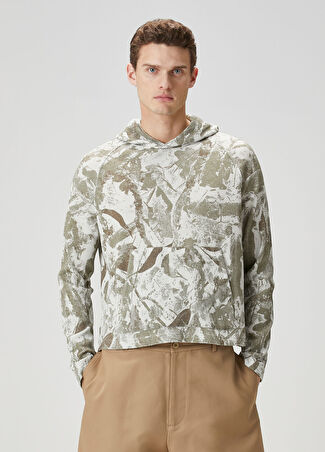 Acne Studios Erkek Desenli Kapüşonlu Sweatshirt Gri L