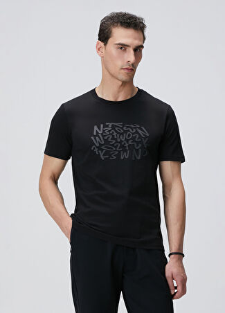 Network Erkek Siyah Baskılı Örme T-Shirt S