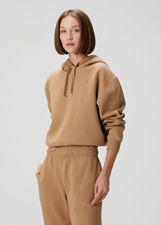 Tommy Hilfiger Kadın Camel Kapüşonlu Sweatshirt Bej L - 1