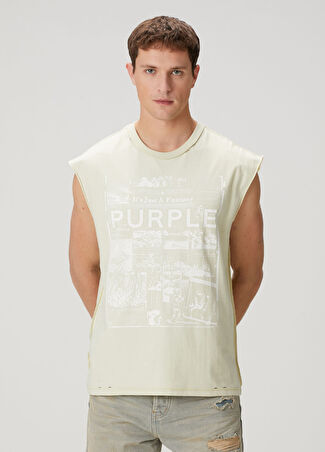 Purple Brand Erkek Baskılı Atlet Bej M
