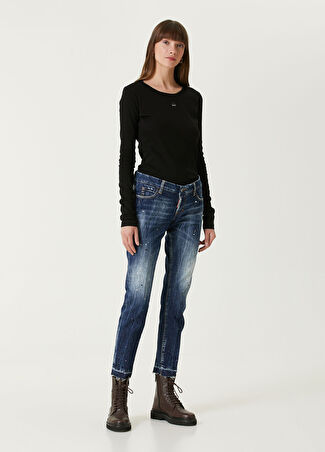 Dsquared2 Kadın Sharpei Mavi Skinny Jean Pantolon Lacivert 38 It