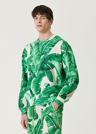 Dolce&gabbana Erkek Banano Yeşil Desenli Sweatshirt S