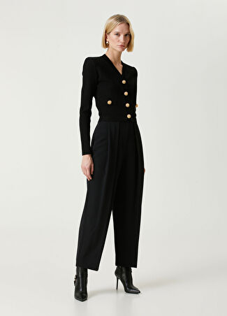 Balmain Kadın Siyah Yün Pantolon 36 Fr