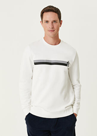 Beymen Club Erkek Beyaz Logo Baskılı Sweatshirt S -1