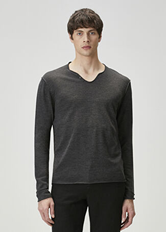 Zadig&voltaire Erkek Monastir Henley Antrasit Yün Kazak Gri S -1
