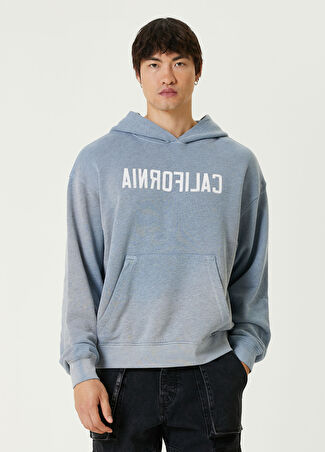 Nahmias Erkek Kapüşonlu Baskılı Sweatshirt Mavi S