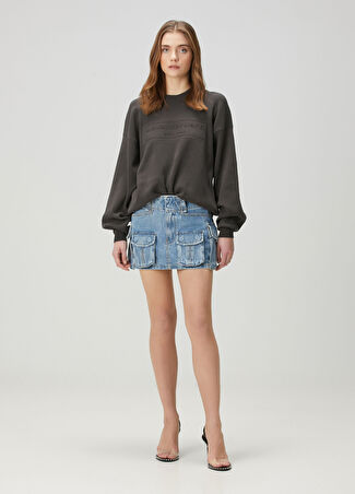T By Alexander Wang Kadın Mavi Mini Kargo Denim Etek 25 Us