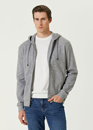 Pal Zileri Erkek Gri Kapüşonlu Sweatshirt 48 It