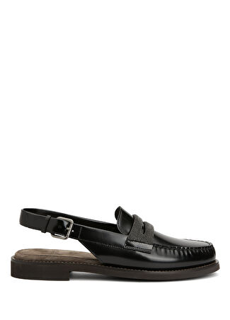 Brunello Cucinelli Kadın Siyah Deri Loafer 37.5 -1