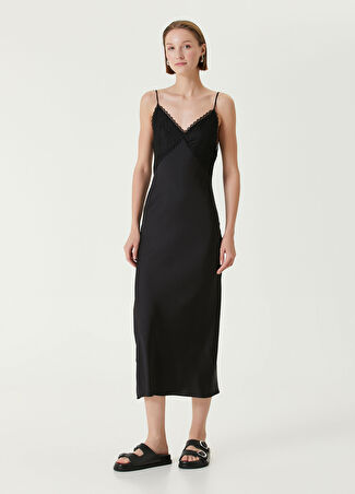 Allsaints Kadın Immy Siyah Midi Elbise 12 Uk