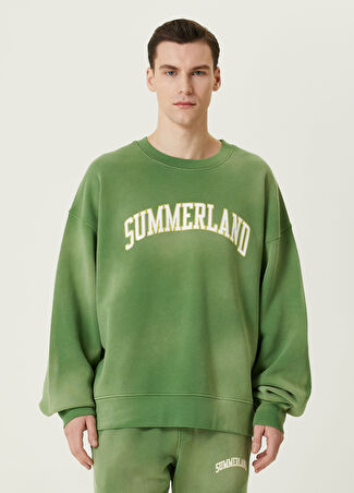 Nahmias Erkek Yeşil Slogan Baskılı Sweatshirt L