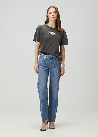 T By Alexander Wang Kadın Siyah Dantel Detaylı Jean Pantolon Mavi 24 Us