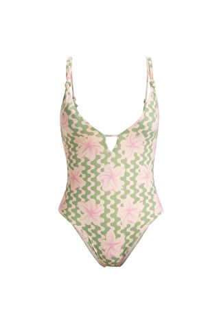 Roxy Kadın Hibiscus Daze One Piece Renkli Mayo Xs -1